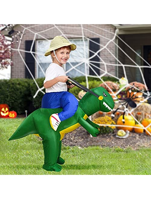 Camlinbo Dinosaur Rider Inflatable Halloween Costume for Toddlers Blow Up Halloween Costume Cosplay Party