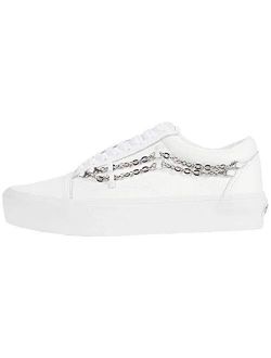 Women's Chain Old Skool Platform Sneakers Shoe (True White/True White, Medium