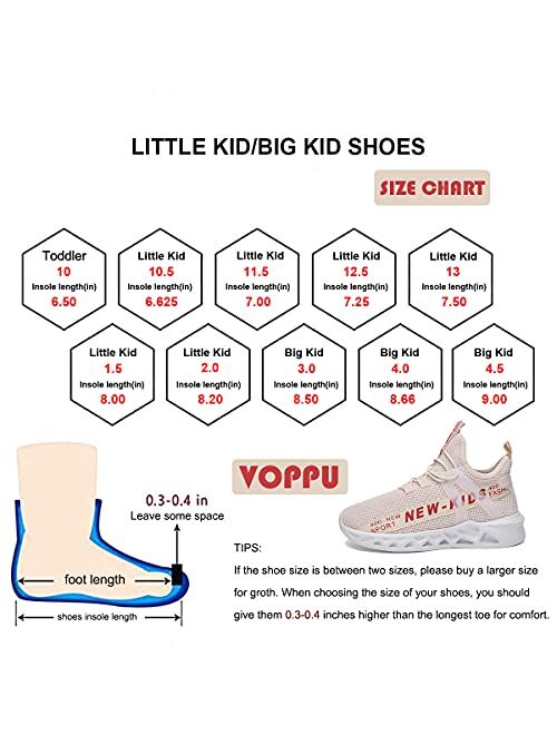 VOPPU Girls Boys Shoes Breathable Running Sports Athletic Students Lightweight Non-Slip Tennis Sneakers for Kids
