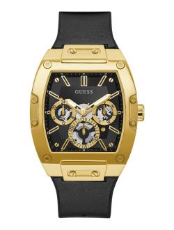 Men's Black Leather & Silicone Flex Strap Watch 43mm