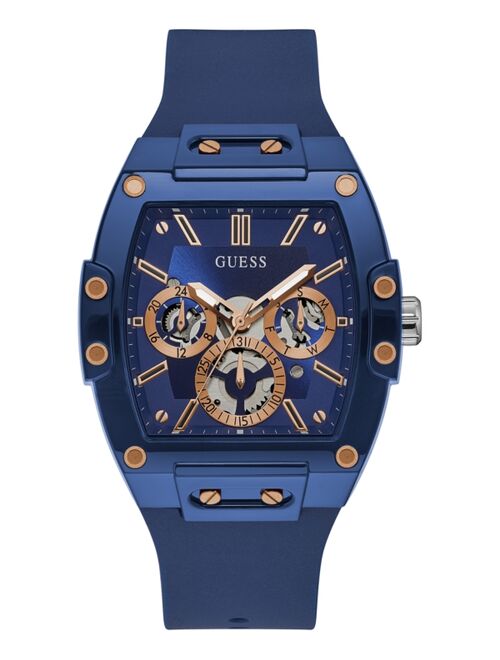 Guess Men's Blue Silicone Strap Watch 43mm
