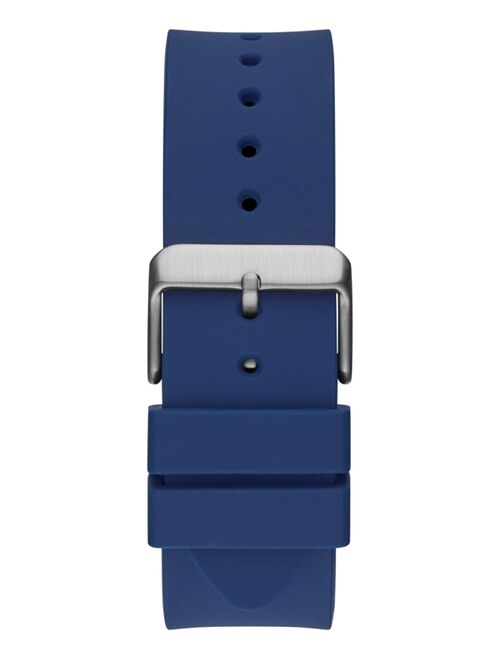 Guess Men's Blue Silicone Strap Watch 43mm