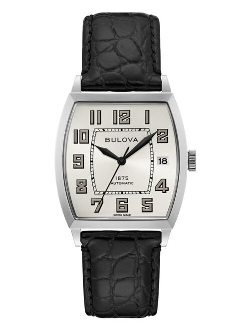 Bulova LIMITED EDITION Men's Swiss Automatic Joseph   Black Leather Strap Watch 33x33.5mm