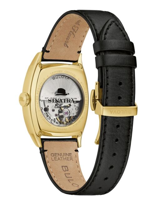 Bulova Men's Frank Sinatra Automatic Black Leather Strap Watch 45x33.5mm
