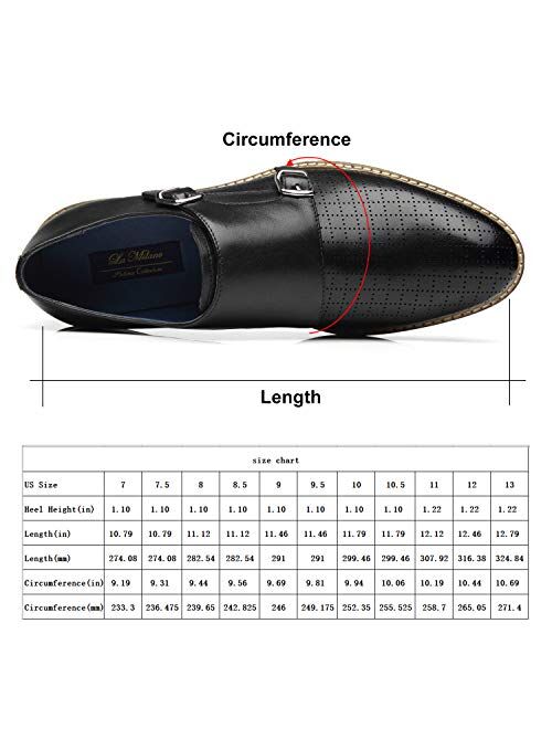La Milano Mens Double Monk Strap Slip on Loafer Cap Toe Leather Oxford Formal Business Casual Comfortable Dress Shoes for Men