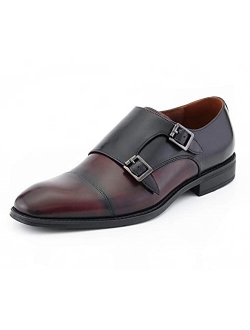 Asher Green AG1101 - Men's Dress Shoes, Formal Mens Shoes - Genuine Calf Leather Shoes for Men - Cap Toe Double Monk Strap