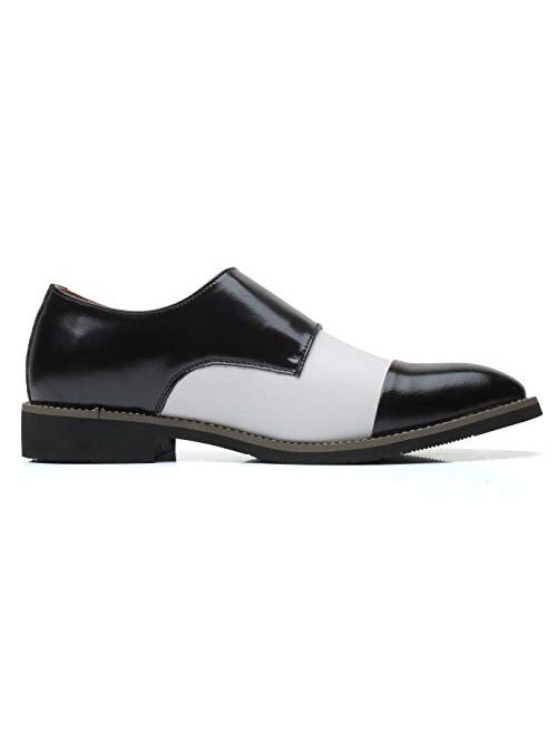 Santimon Mens Double Monk-Strap Loafers Cap-Toe Casual Driving Slip on Dress Shoes Moccasins
