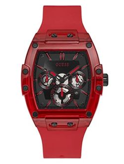 Men's Polycarbonate Quartz Watch with Silicone Strap, Red, 24 (Model: GW0203G5)
