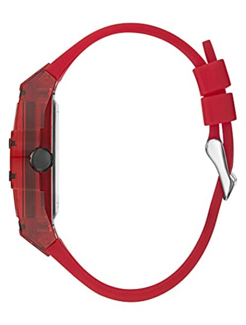 GUESS Men's Polycarbonate Quartz Watch with Silicone Strap, Red, 24 (Model: GW0203G5)