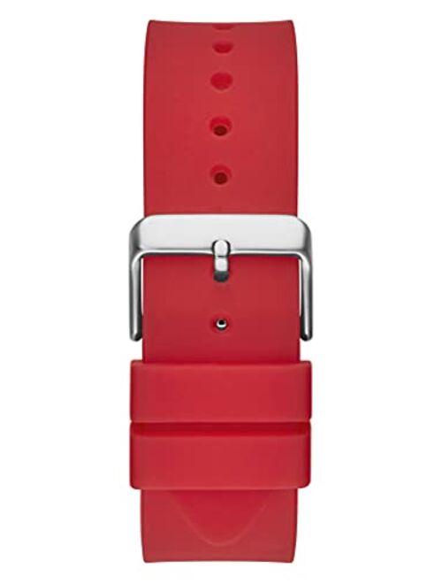 GUESS Men's Polycarbonate Quartz Watch with Silicone Strap, Red, 24 (Model: GW0203G5)