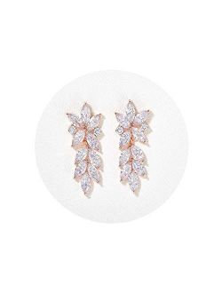 SWEETV Marquise Wedding Earrings for Brides, Bridal Bridesmaid Earrings for Wedding, Cubic Zirconia Dangle Drop Earrings for Women