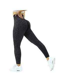 MOOSLOVER Women Leopard Scrunch Butt Lifting Leggings Seamless High Waisted Yoga Pants