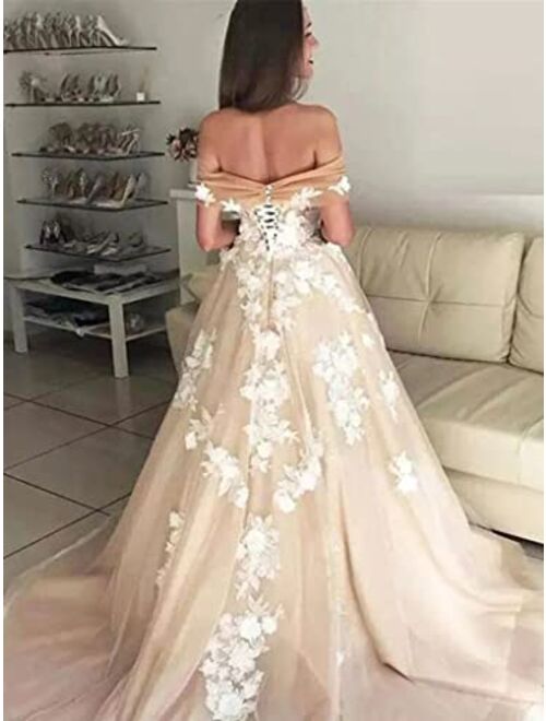 XYAYE Off The Shoulder Lace Mermaid Wedding Dresses for Bride 2021 with Sleeves Luxury Crystal Beaded Bridal Gowns XY025