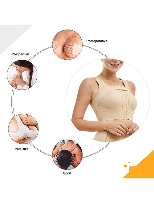 RDSIANE Post-Surgery Front Closure Bra for Women Posture Corrector Compression Shapewear Tops with Breast Support Band