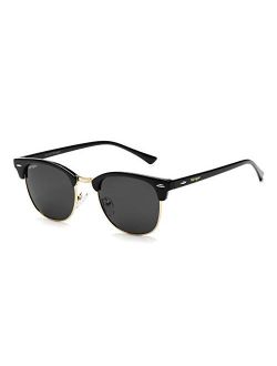 CONRAD RONTGEN Premium Polarized Sunglasses for Men Women Semi Rimless Round Frame
