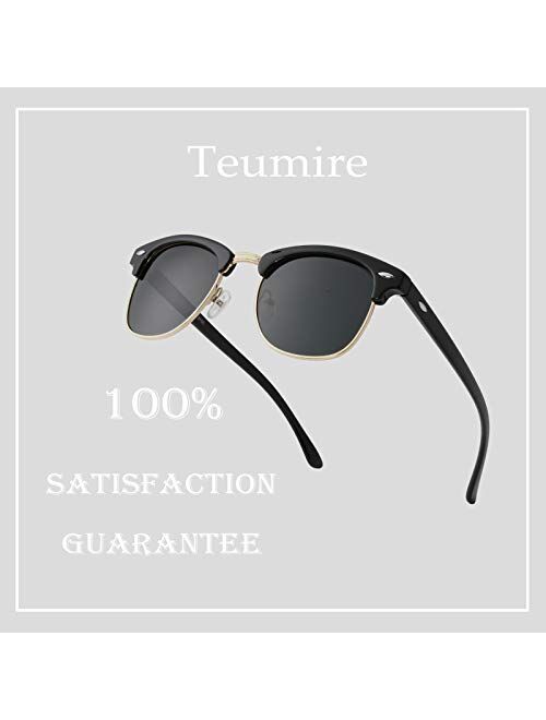 Retro Semi-Rimless Polarized Sunglasses for Men Women Driving Sun glasses 100% UV Blocking