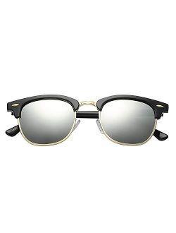 Polarspex Unisex Retro Classic Stylish Malcom Half Frame Polarized Sunglasses