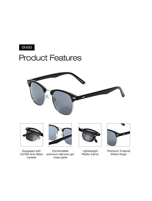 EVEE Classic Half Frame Polarized Semi-Rimless Sunglasses (NEERD)
