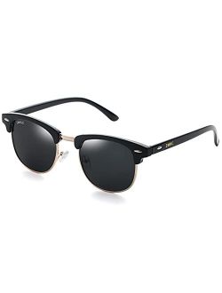 ZAMGIC Retro Round Polarized Sunglasses for Men Women Ladies Semi-Rimless Frame