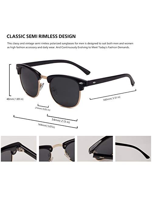 Unisex Semi Rimless Polarized Sunglasses Men Women Classic Sun Glasses Half Frame Retro Shades