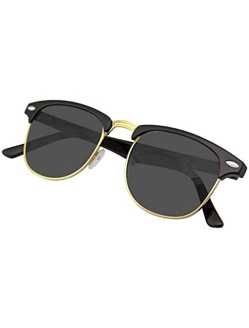 Emblem Eyewear - Vintage Inspired Classic Half Frame Horned Rim Sunglasses