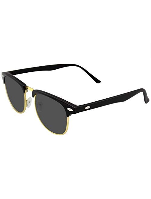 Emblem Eyewear - Vintage Inspired Classic Half Frame Horned Rim Sunglasses