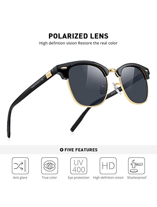 MERRY'S Polarized Sunglasses for Men Women Semi Rimless Retro Brand Sun Glasses S8054