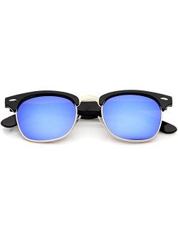 zeroUV - Half Frame Semi Rimless Sunglasses for Men Women with Colored Mirror Lens 50mm