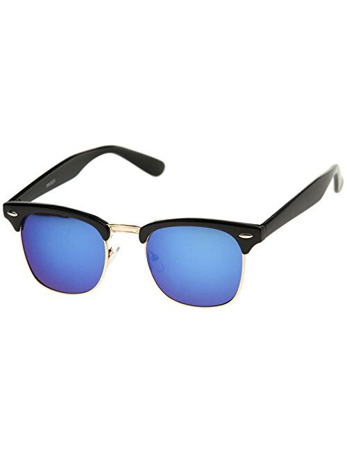 zeroUV - Half Frame Semi Rimless Sunglasses for Men Women with Colored Mirror Lens 50mm