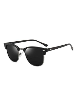 Polarized Sunglasses Classic Semi-Rimless Frame Retro Brand Sunglasses for Men and Women UV 400 Protection