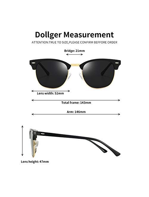 Dollger Polarized Sunglasses Classic Semi-Rimless Frame Retro Brand Sunglasses for Men and Women UV 400 Protection