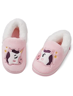 Toddler Slippers Girls Warm Cute Cartoon Slippers Booties Kids Boys Plush Fur Indoor House Home Shoes