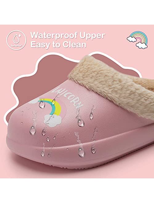 YALOX Boys-Girls-Slippers Soft Warm Kids-House-Bedroom-Shoes Plush Lined Lightweight-Non-Slip Cotton Slippers Garden-Shoes-Indoor-Outdoor