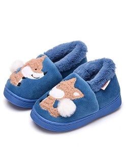 Holynissl Boys Girls Slippers Warm Fur House Slippers for Kids Non Slip Toddler Cute Home Slipper