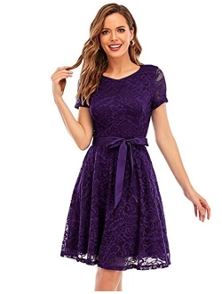 Women Lace Dress Prom Party Swing A-Line Bridesmaid Cocktail Dress