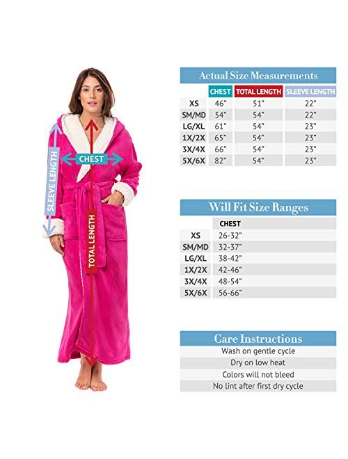 Alexander Del Rossa Women's Warm Fleece Robe with Hood, Long Plush Sherpa Bathrobe