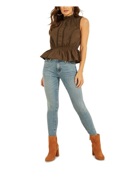 Guess Kora Embroidered Mock-Neck Top