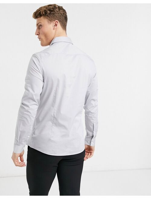 Asos Design Stretch Slim Lightweight Dress Shirt in Gray