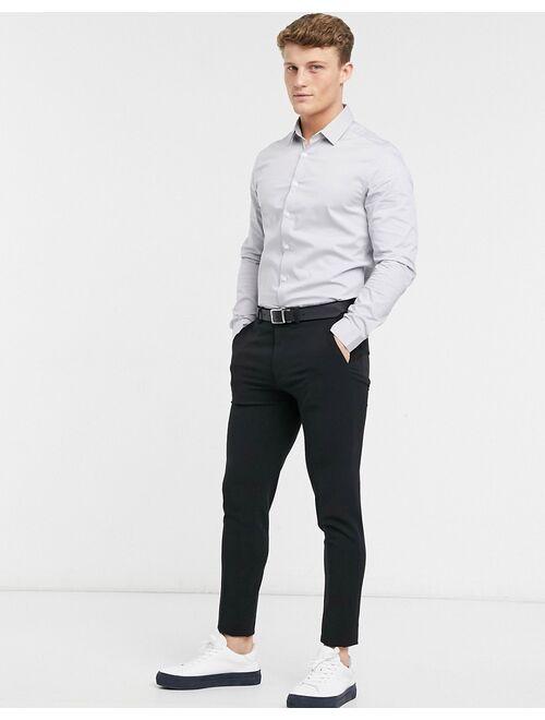 Asos Design Stretch Slim Lightweight Dress Shirt in Gray