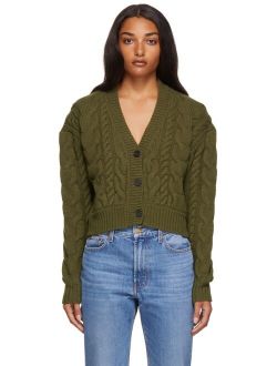 Frame Green Cable Button-Down Cardigan