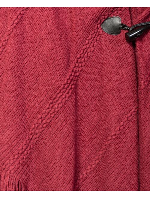 Charter Club Raschel Braid-Detail Knit Poncho, Created for Macy's