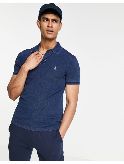 Polo Ralph Lauren garment dyed player logo pique polo in dark indigo