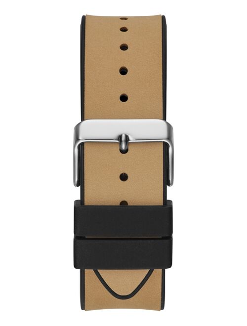 Guess Men's Tan Leather & Silicone Flex Strap Watch 43mm