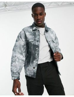 oversized tie dye jacket in black
