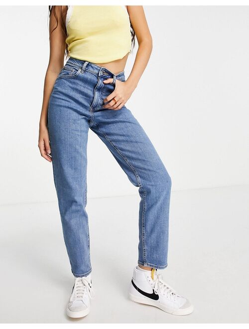 Asos Design high rise farleigh 'slim' mom jeans in midwash