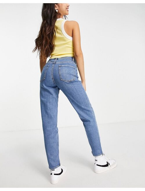 Asos Design high rise farleigh 'slim' mom jeans in midwash
