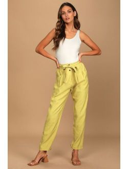 The Pleat Goes On Yellow Pleated Straight Trouser Pants