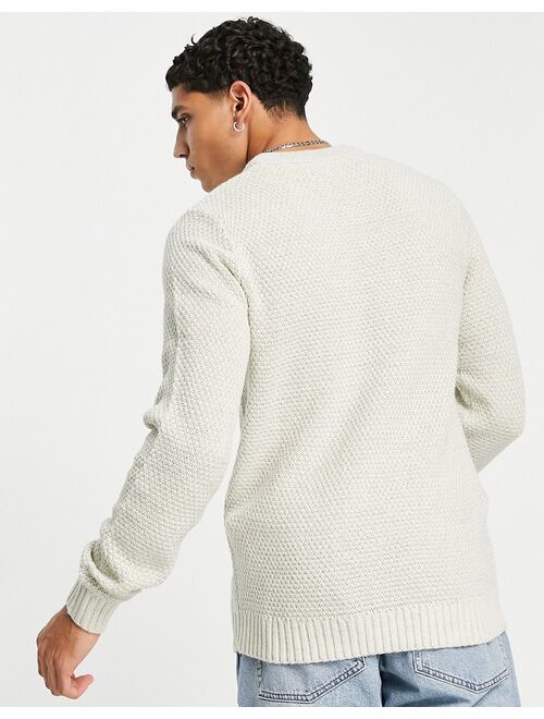 Jack & Jones Originals cable knit sweater in white