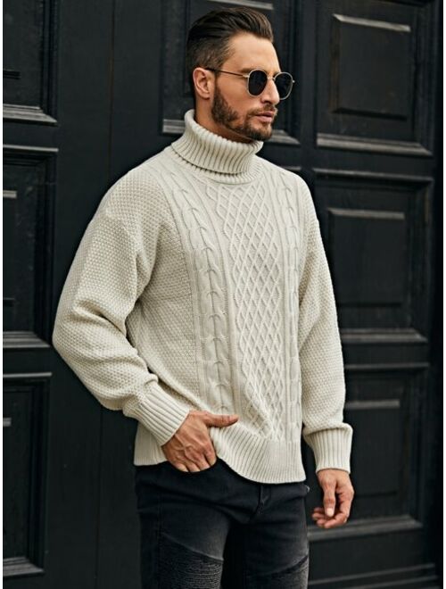 Shein Men Turtleneck Cable Knit Sweater