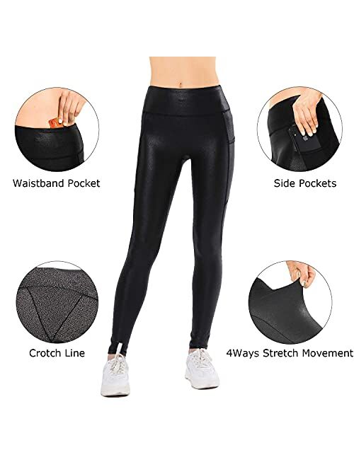 Buy Retro Gong Womens Faux Leather Leggings Stretch High Waisted ...